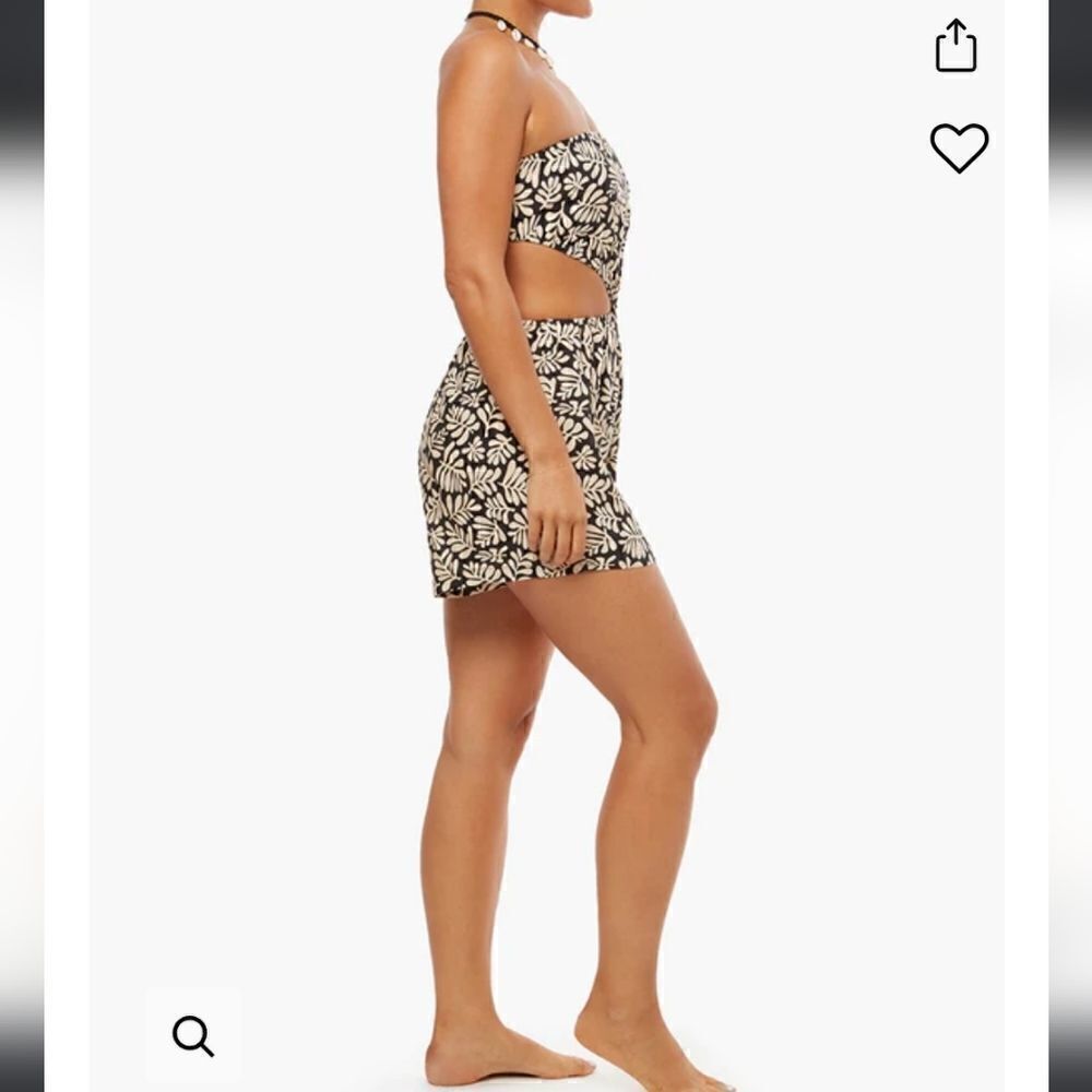 WeWoreWhat Safari Leaves Linen Strapless Cutout Romper Size M - Picture 2 of 9